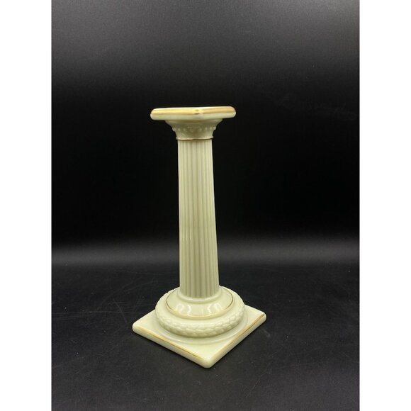 Cambridge Glass 9.5" Doric Column Candlestick Ivory Uranium Glows No. 65 Single - Picture 2 of 16